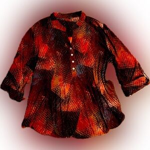 NY Collection Gorgeous Colorful Mosaic Print Blouse